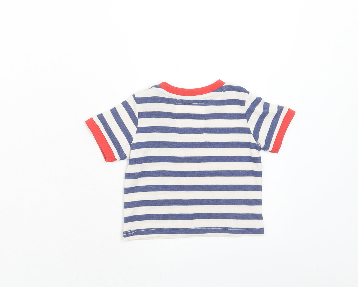 TU Baby Multicoloured Striped Cotton Pullover T-Shirt Size 0-3 Months Round Neck Button