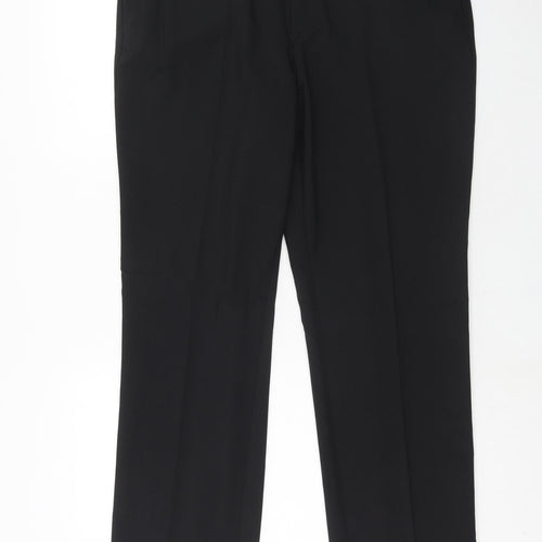 F&F Mens Black Polyester Dress Pants Trousers Size 28 in L33 in Regular Zip - Long Leg