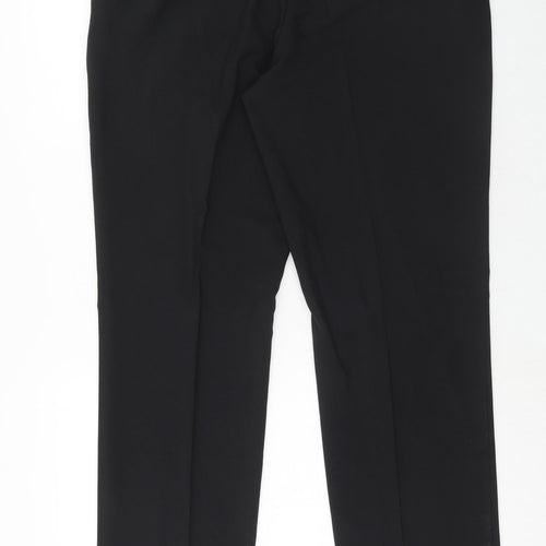 F&F Mens Black Polyester Dress Pants Trousers Size 28 in L33 in Regular Zip - Long Leg