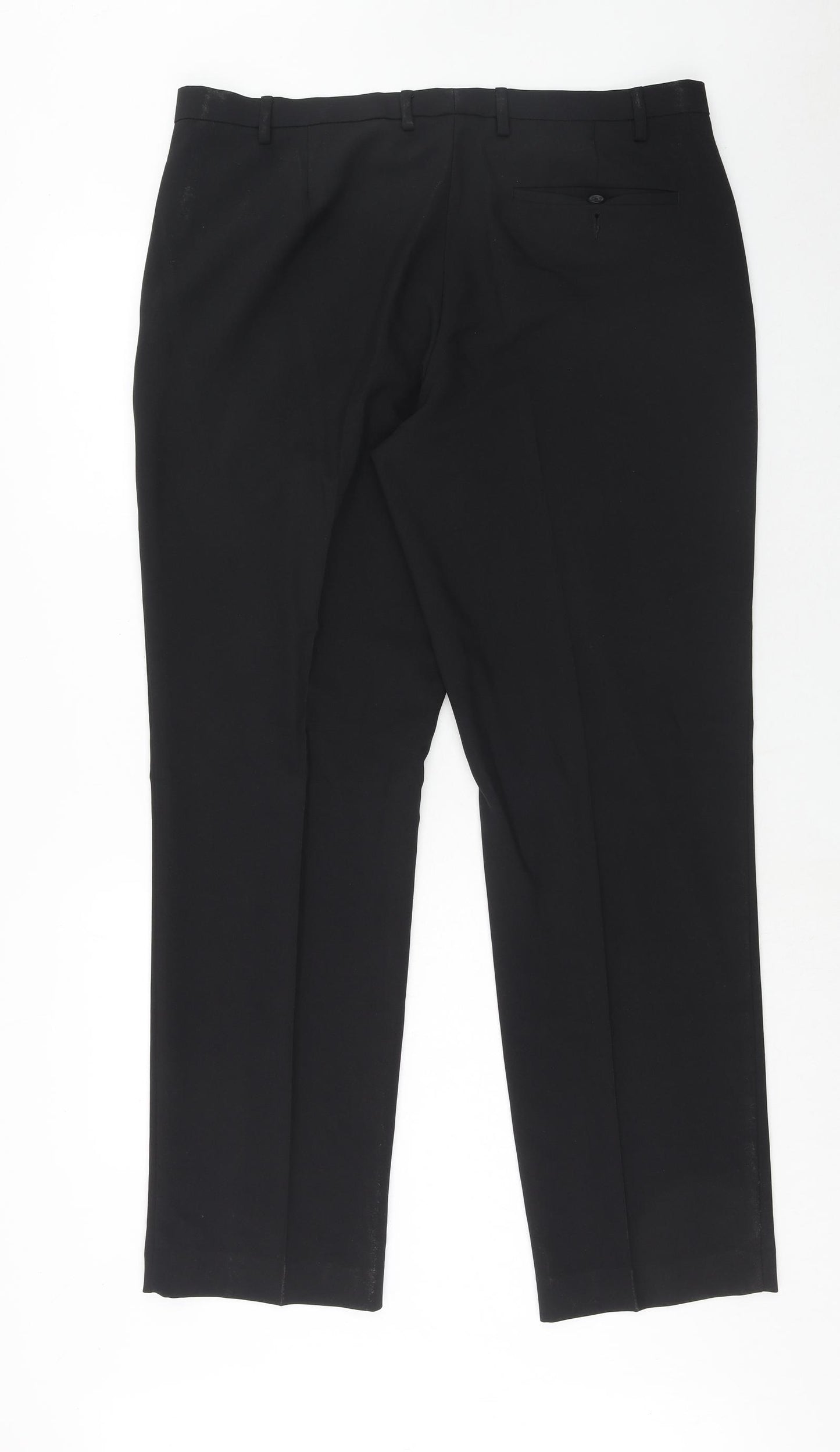 F&F Mens Black Polyester Dress Pants Trousers Size 28 in L33 in Regular Zip - Long Leg