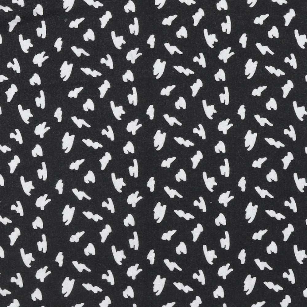 PEP&CO Womens Black Geometric Polyester Basic T-Shirt Size 16 Round Neck