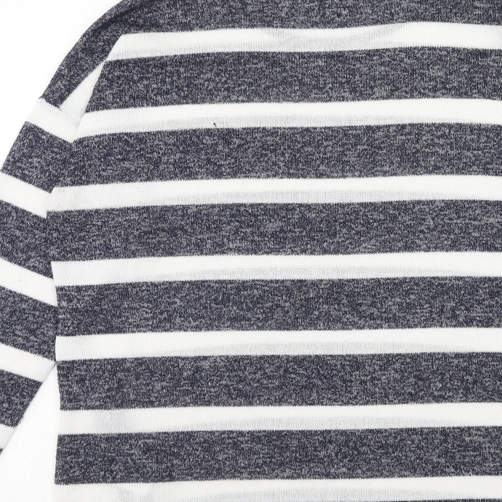 Peacocks Womens Blue Round Neck Striped Viscose Pullover Jumper Size L