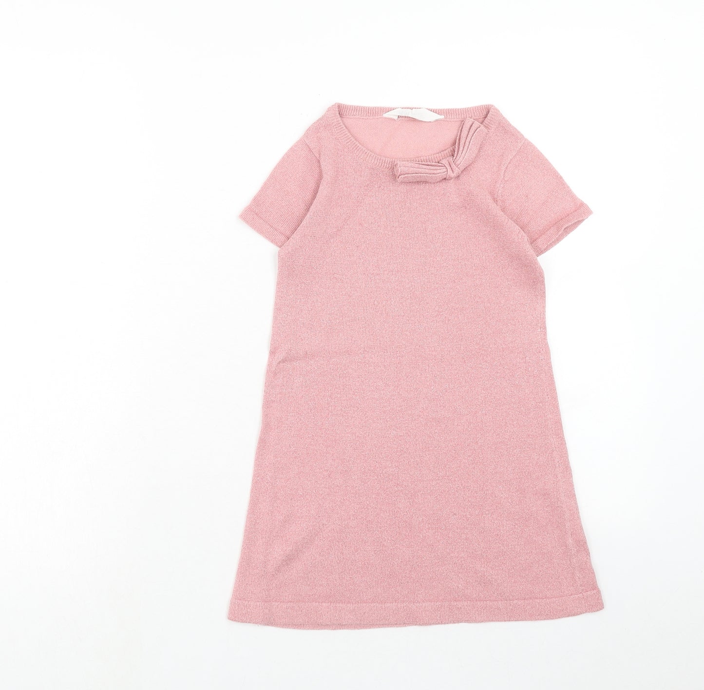 H&M Girls Pink Cotton A-Line Size 4 Years Scoop Neck Pullover - 4-6 Years