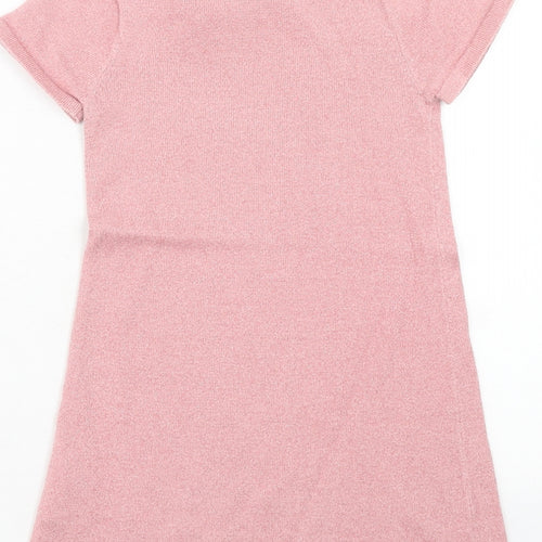 H&M Girls Pink Cotton A-Line Size 4 Years Scoop Neck Pullover - 4-6 Years