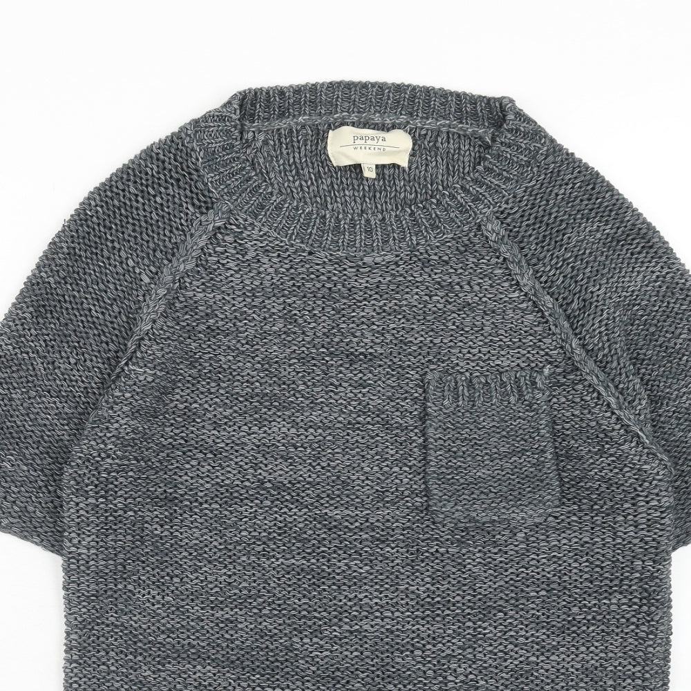 Papaya Womens Blue Round Neck Acrylic Pullover Jumper Size 10