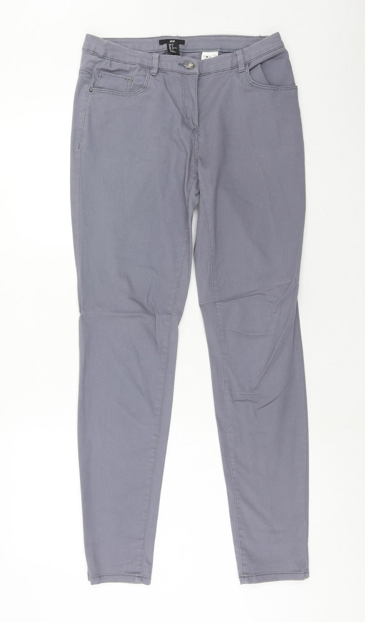 H&M Womens Grey Cotton Skinny Jeans Size 10 Regular Zip