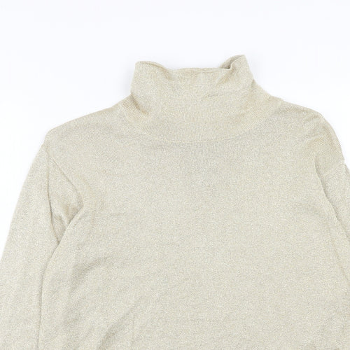 Talbots Womens Gold Mock Neck Cotton Pullover Jumper Size M