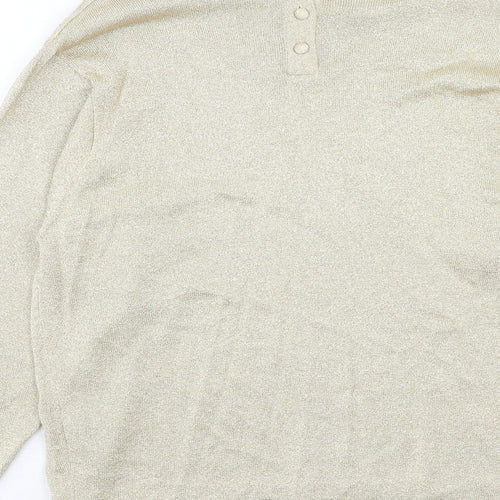 Talbots Womens Gold Mock Neck Cotton Pullover Jumper Size M