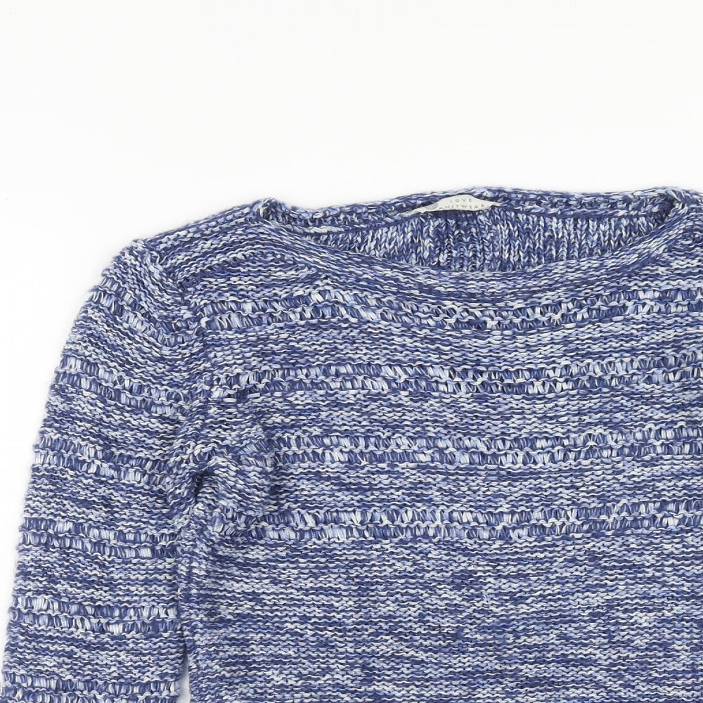 BHS Womens Blue Round Neck Polyester Pullover Jumper Size 8