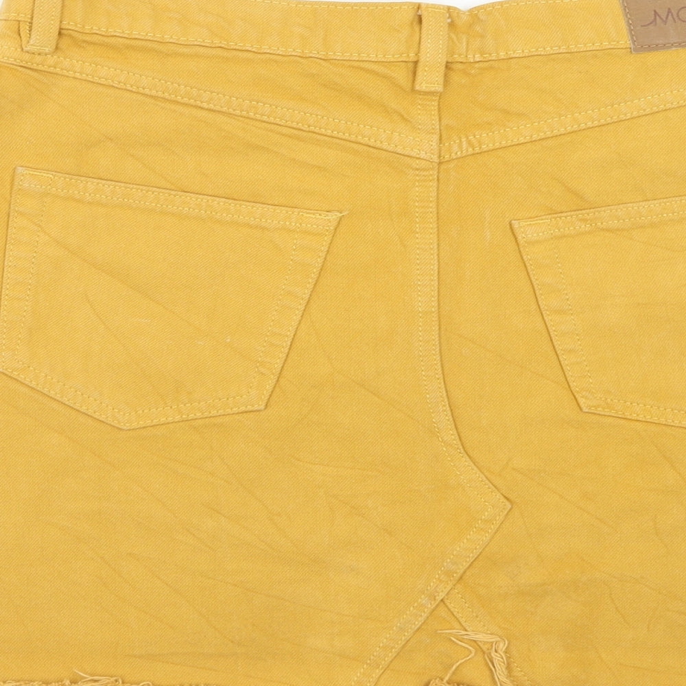 Monki Womens Yellow Cotton A-Line Skirt Size 12 Zip