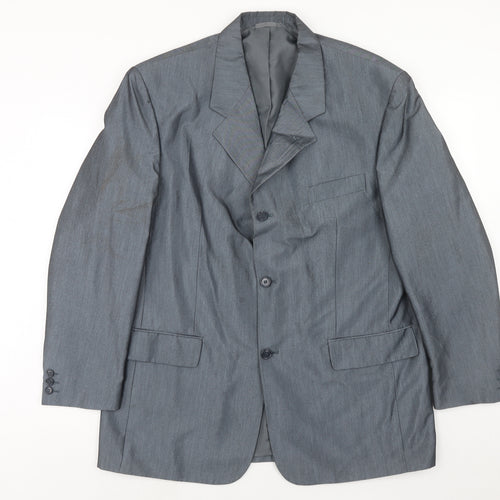 ALS Mens Blue Polyester Jacket Blazer Size 44 Regular