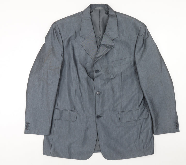 ALS Mens Blue Polyester Jacket Blazer Size 44 Regular