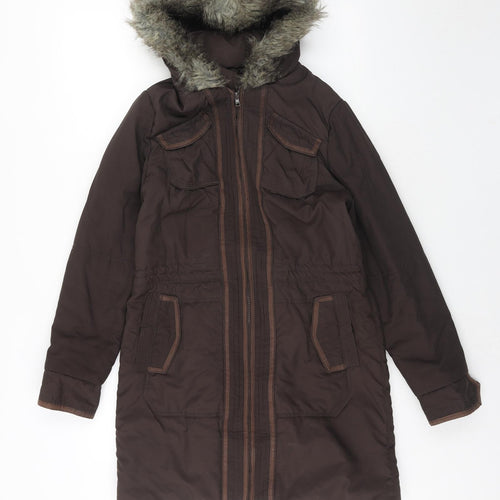 NEXT Womens Brown Parka Coat Size 8 Zip