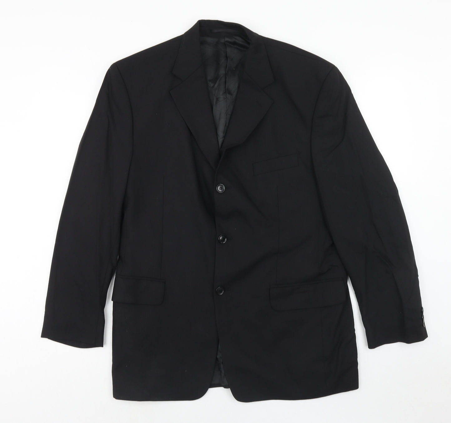 Pierre Cardin Mens Black Wool Jacket Suit Jacket Size 40 Regular