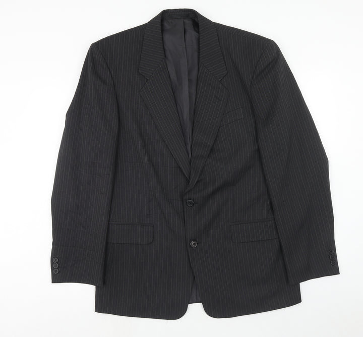 C&A Mens Grey Striped Polyester Jacket Suit Jacket Size 38 Regular