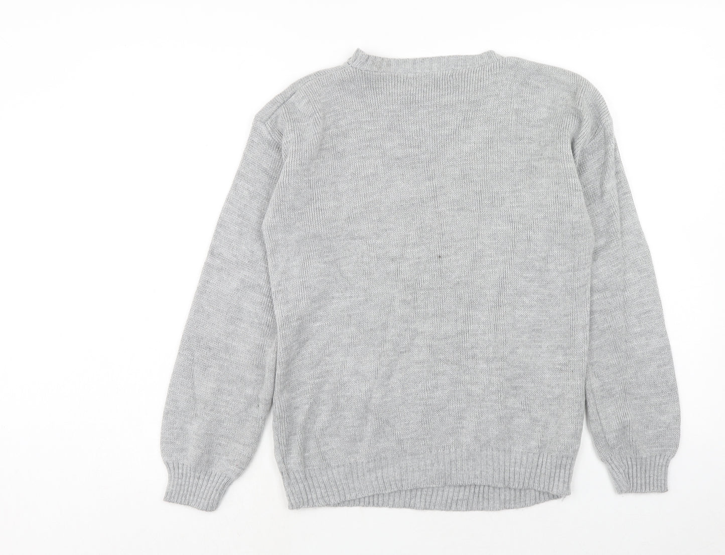 Boohoo Womens Grey Round Neck Acrylic Pullover Jumper Size S - What the Elf Size S-M