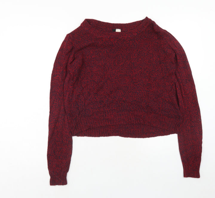 H&M Womens Red Round Neck Acrylic Pullover Jumper Size M