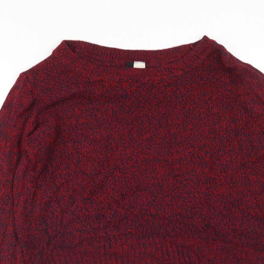 H&M Womens Red Round Neck Acrylic Pullover Jumper Size M