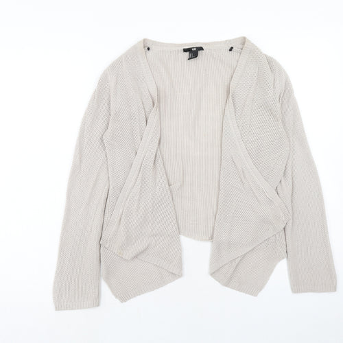 H&M Womens Beige V-Neck Acrylic Cardigan Jumper Size S