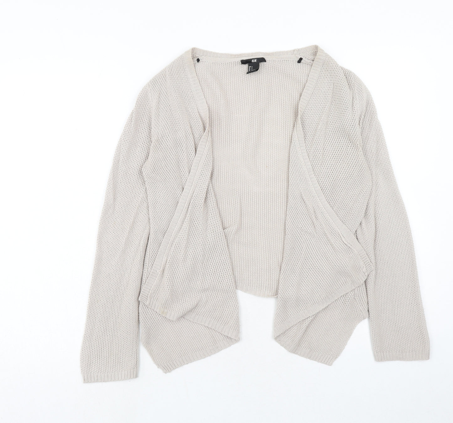 H&M Womens Beige V-Neck Acrylic Cardigan Jumper Size S