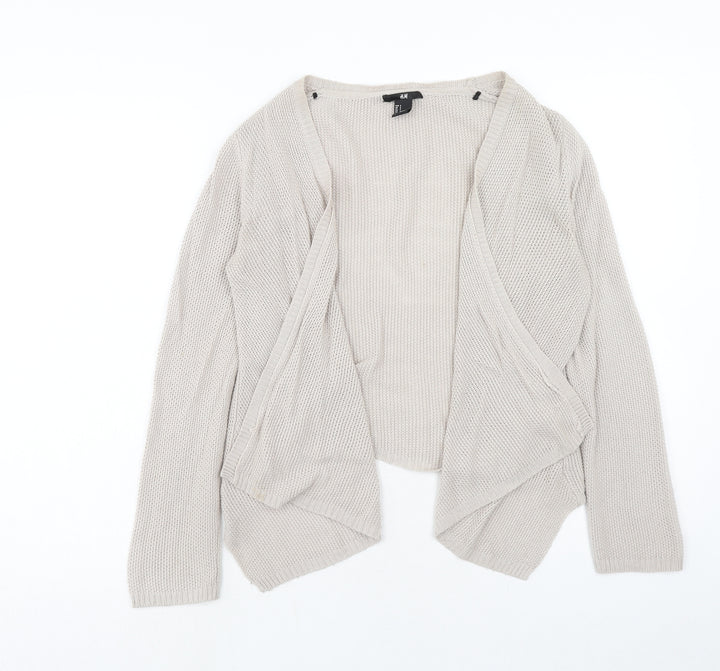 H&M Womens Beige V-Neck Acrylic Cardigan Jumper Size S