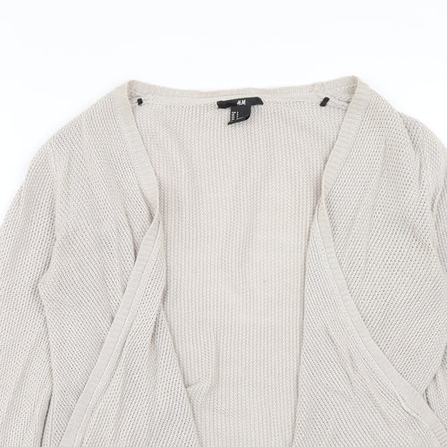H&M Womens Beige V-Neck Acrylic Cardigan Jumper Size S