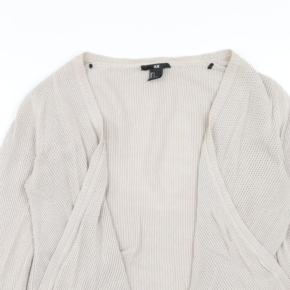 H&M Womens Beige V-Neck Acrylic Cardigan Jumper Size S