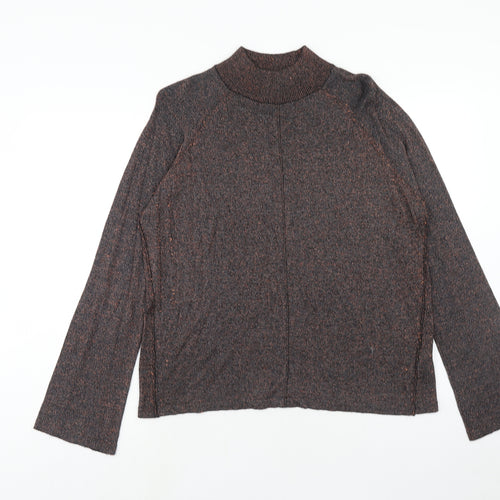 Topshop Womens Brown Mock Neck Viscose Pullover Jumper Size 12