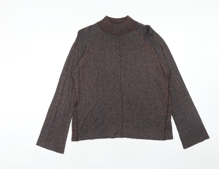 Topshop Womens Brown Mock Neck Viscose Pullover Jumper Size 12
