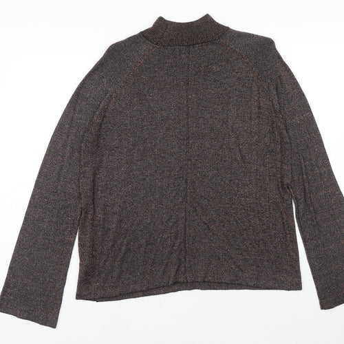 Topshop Womens Brown Mock Neck Viscose Pullover Jumper Size 12