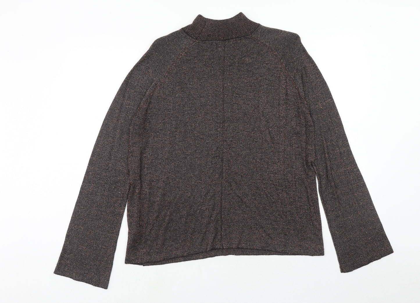 Topshop Womens Brown Mock Neck Viscose Pullover Jumper Size 12
