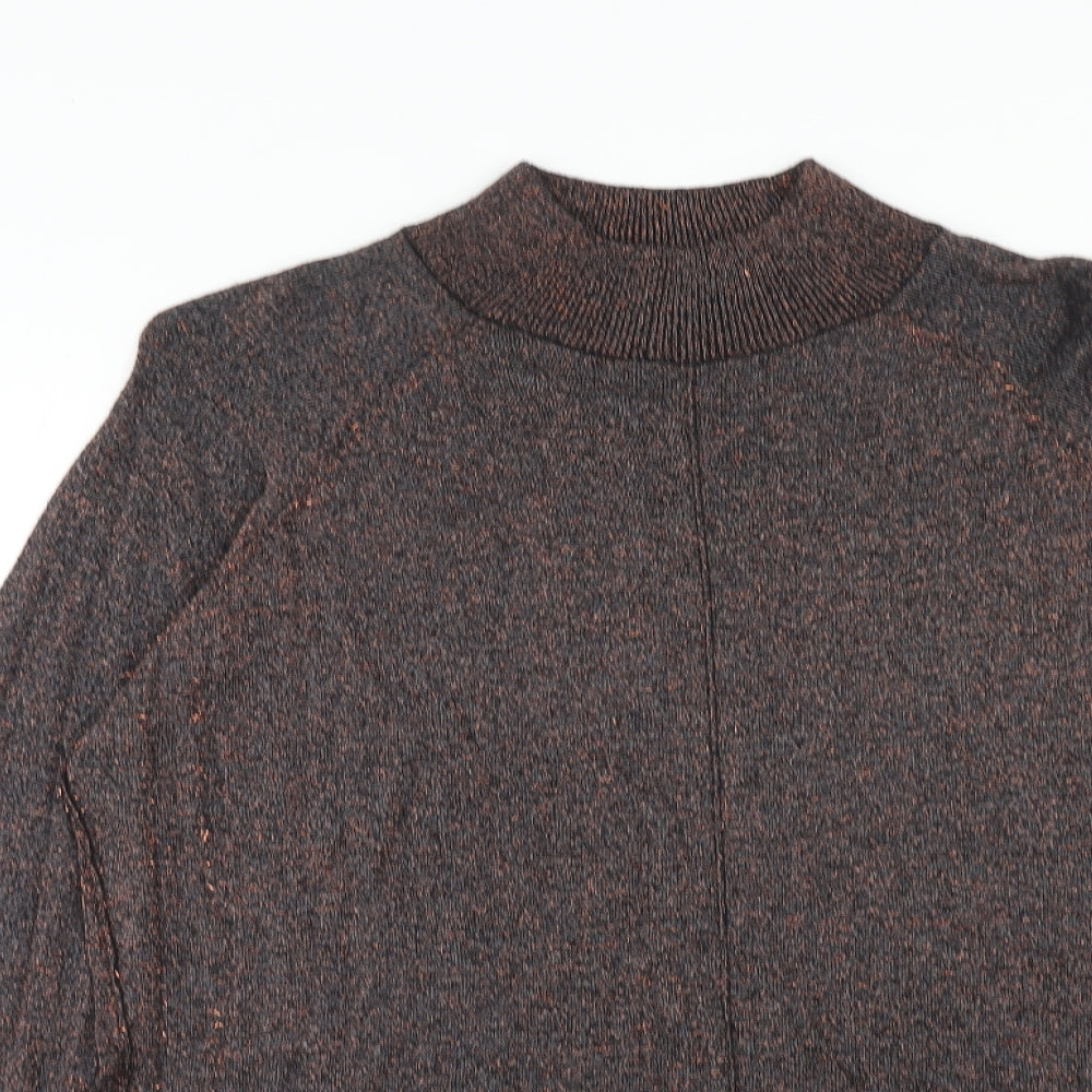 Topshop Womens Brown Mock Neck Viscose Pullover Jumper Size 12