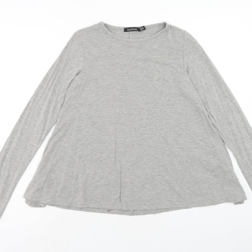 Boohoo Womens Grey Polyester Basic T-Shirt Size 6 Round Neck