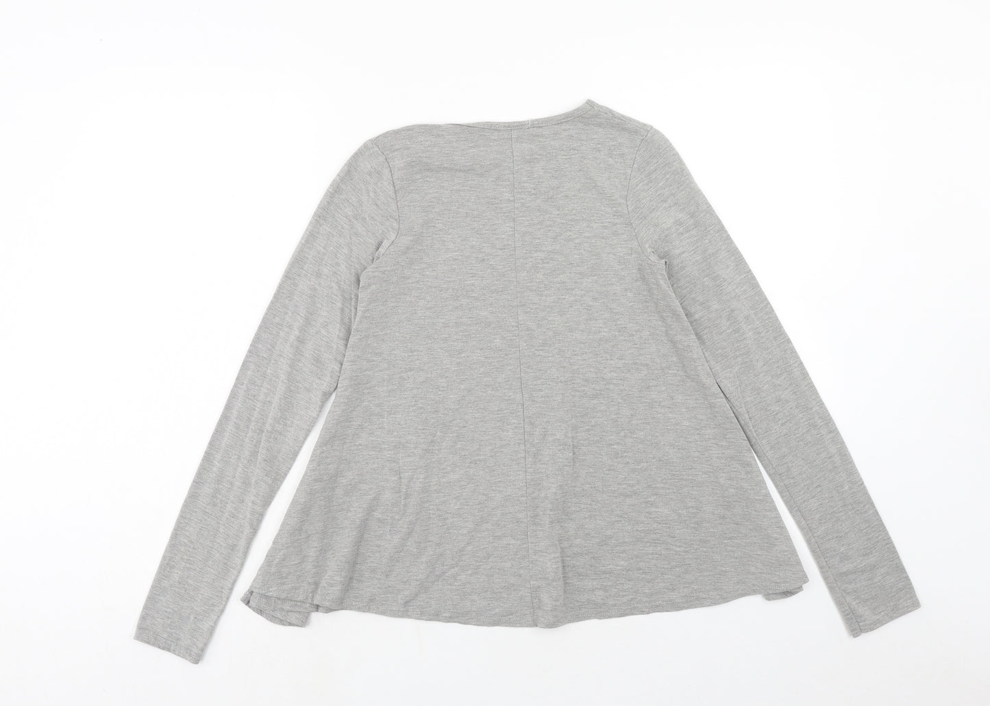 Boohoo Womens Grey Polyester Basic T-Shirt Size 6 Round Neck