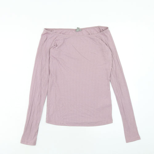 ASOS Womens Purple Viscose Basic T-Shirt Size 12 Off the Shoulder