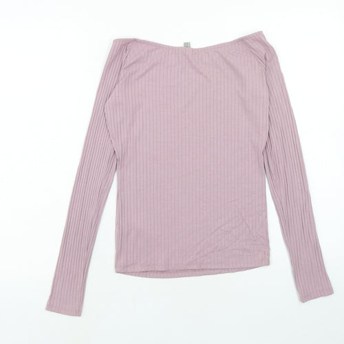 ASOS Womens Purple Viscose Basic T-Shirt Size 12 Off the Shoulder