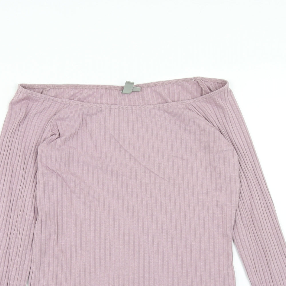ASOS Womens Purple Viscose Basic T-Shirt Size 12 Off the Shoulder