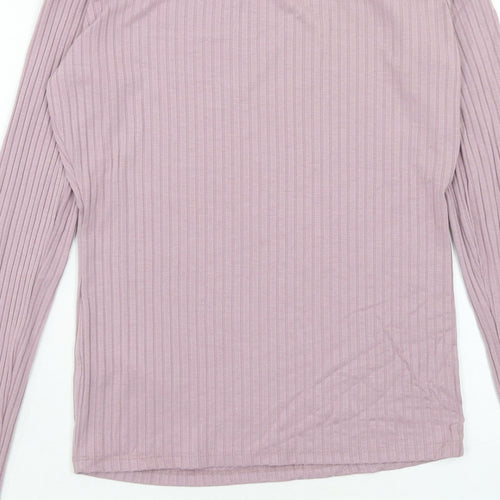 ASOS Womens Purple Viscose Basic T-Shirt Size 12 Off the Shoulder