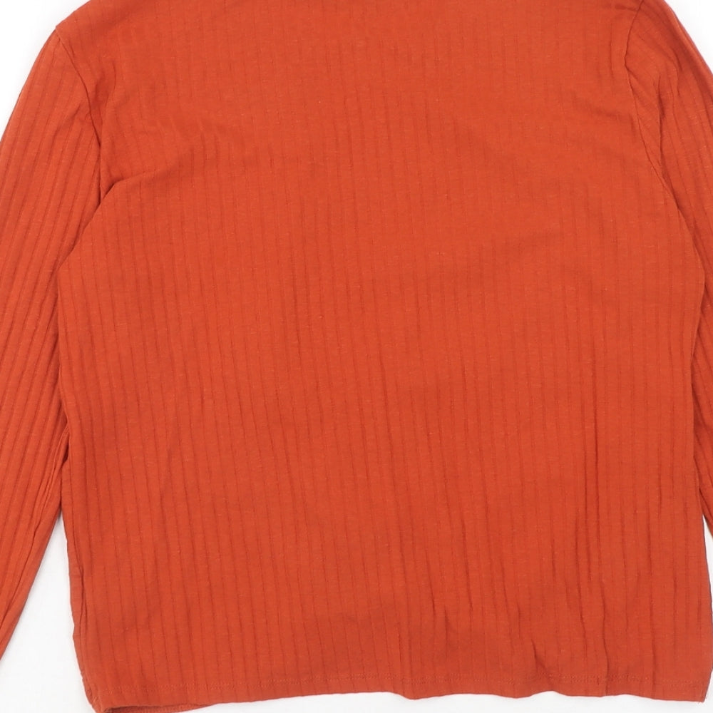 New Look Womens Orange Polyester Basic T-Shirt Size 12 Round Neck - Knot Front