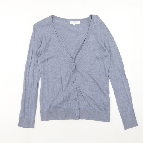 FOREVER 21 Womens Blue V-Neck Cotton Cardigan Jumper Size S