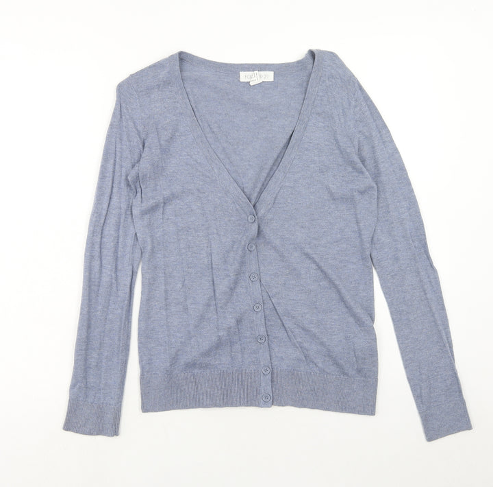 FOREVER 21 Womens Blue V-Neck Cotton Cardigan Jumper Size S