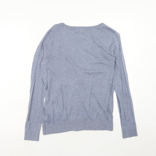 FOREVER 21 Womens Blue V-Neck Cotton Cardigan Jumper Size S