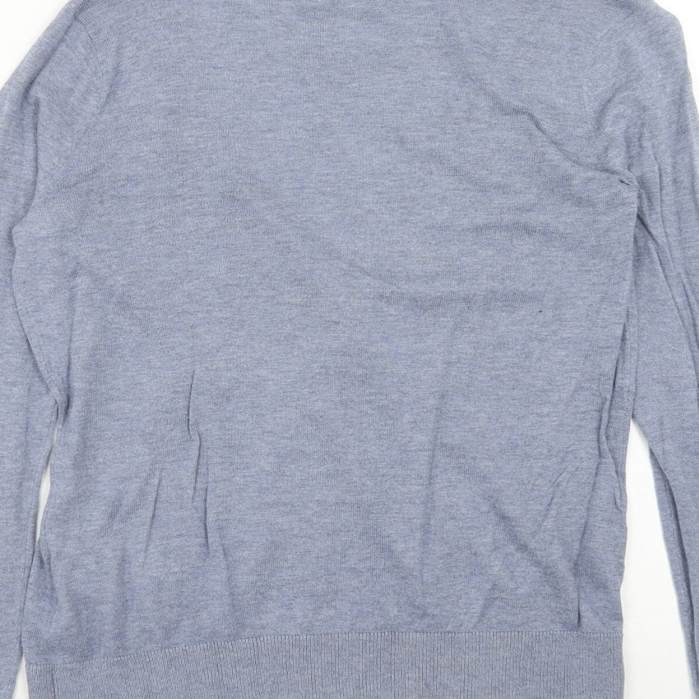 FOREVER 21 Womens Blue V-Neck Cotton Cardigan Jumper Size S