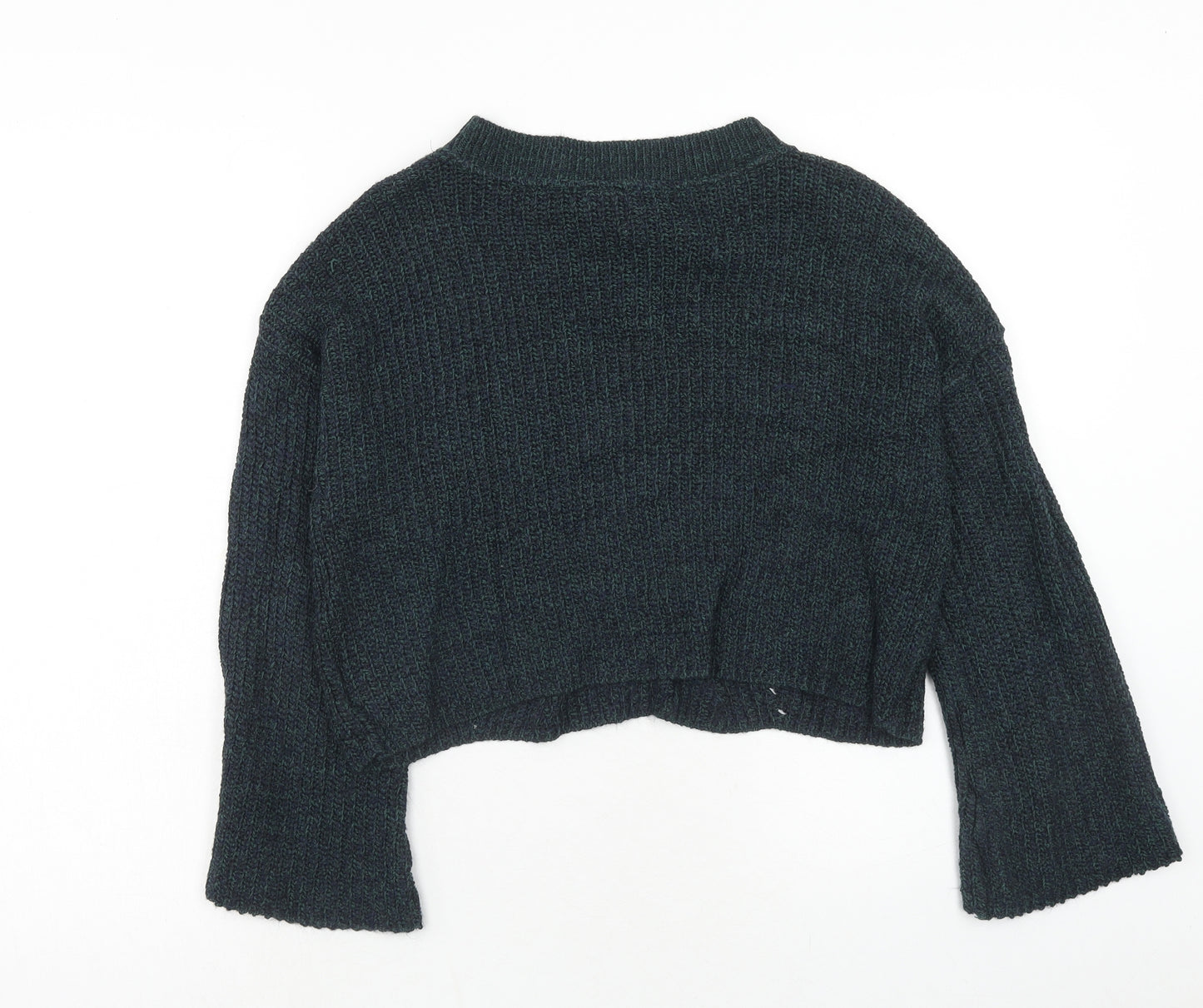 Alya Womens Green Round Neck Acrylic Pullover Jumper Size M