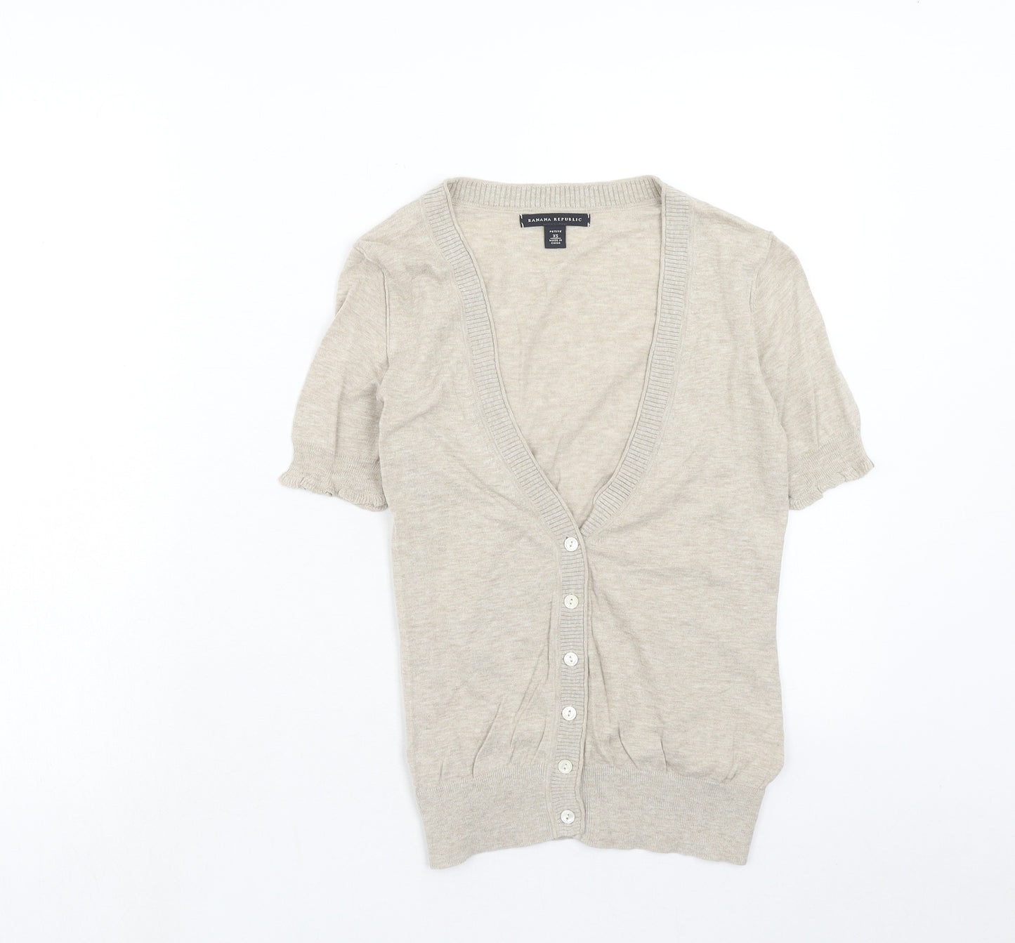 Banana Republic Womens Beige V-Neck Cotton Cardigan Jumper Size XS