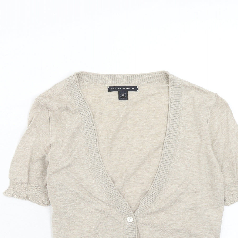 Banana Republic Womens Beige V-Neck Cotton Cardigan Jumper Size XS