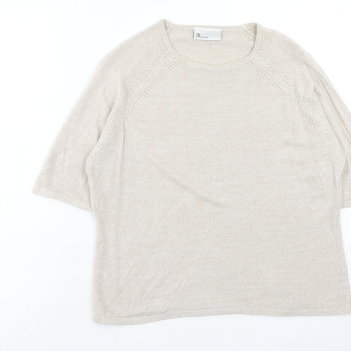 BHS Womens Beige Round Neck Acrylic Pullover Jumper Size 16