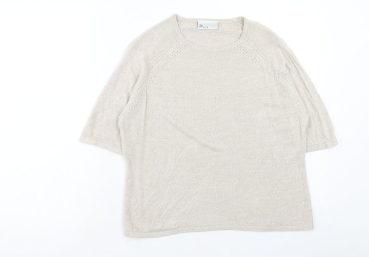 BHS Womens Beige Round Neck Acrylic Pullover Jumper Size 16