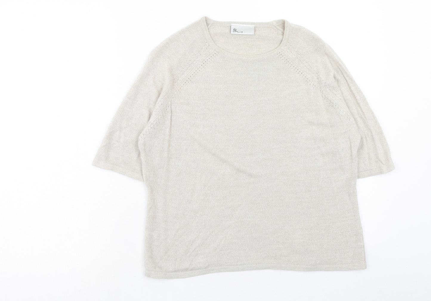 BHS Womens Beige Round Neck Acrylic Pullover Jumper Size 16