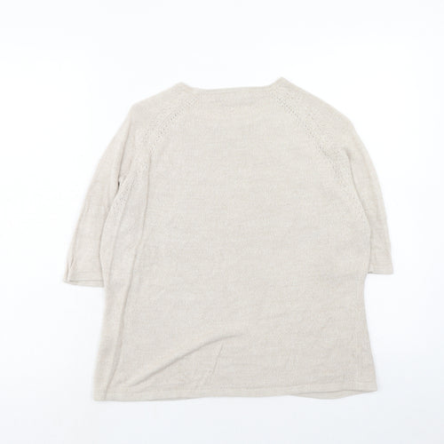 BHS Womens Beige Round Neck Acrylic Pullover Jumper Size 16